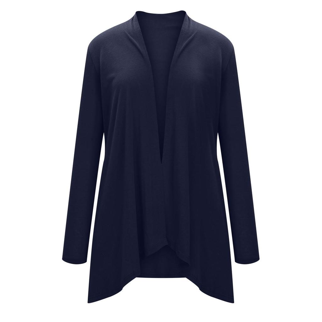 European and American Women's Knit Long Sleeve Solid Cardigan with Pockets - In Stock