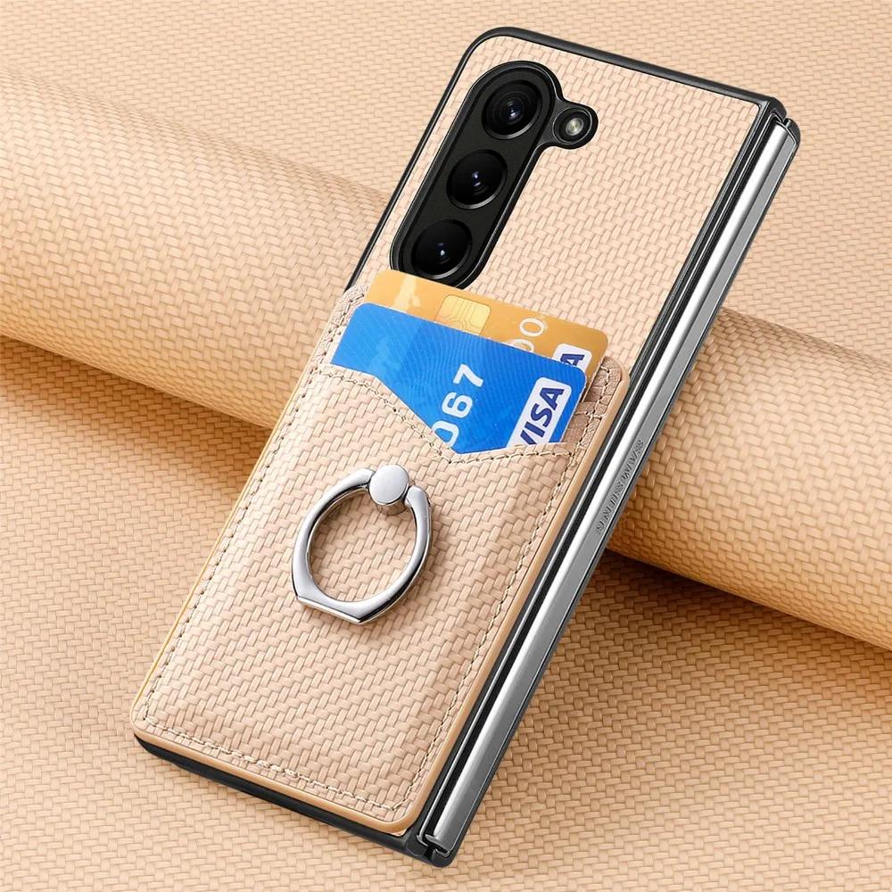 Wallet Phone Case with Credit Card Slot Holder Shockproof Ring Stand PU Leather Cover with Holder for Samsung Galaxy Z Fold 6 5 4 3 2 5G