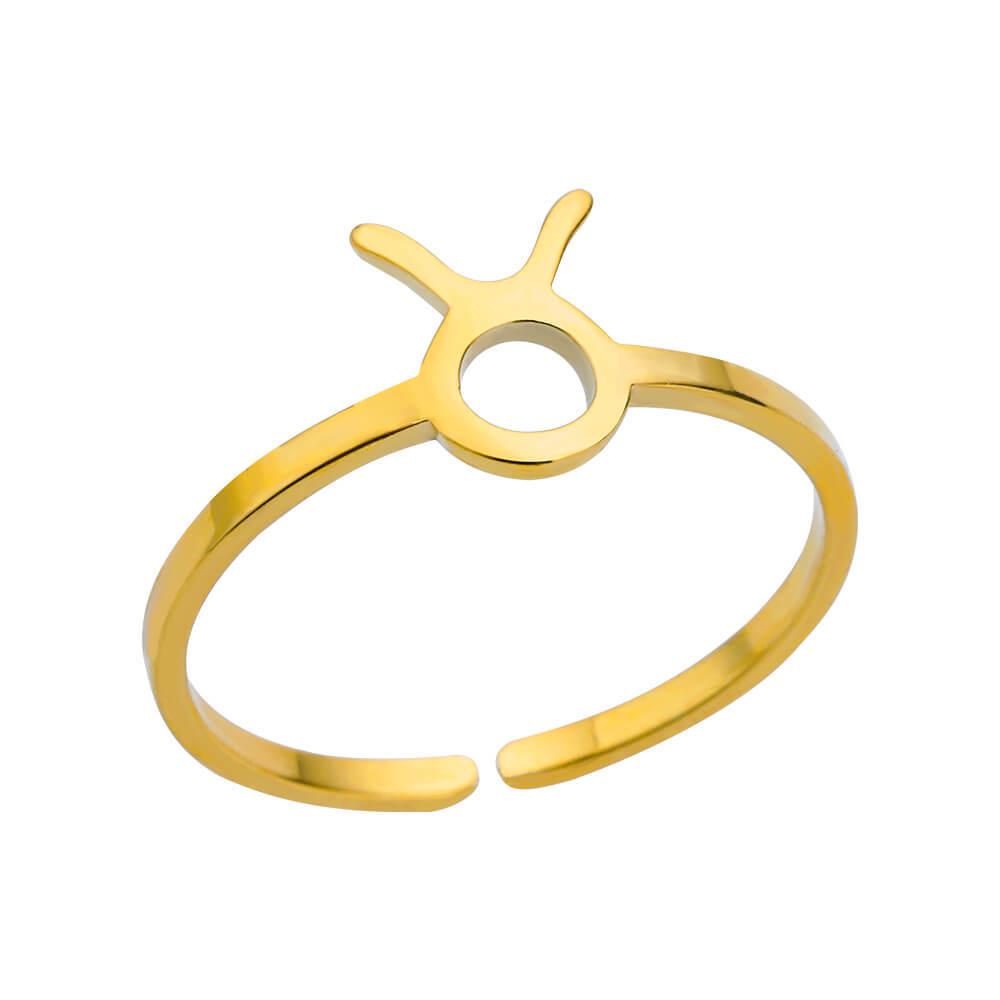 Stainless Steel Zodiac Birthstone Open Ring Set - 12 Constellations Symbol, Pinky Ring