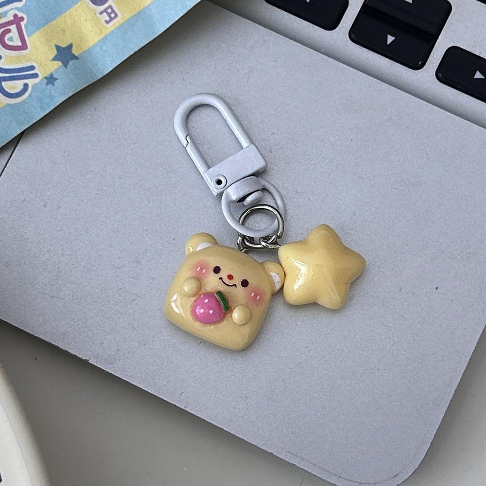 

Kawaii Donut Ice Cream Bear Keychain - Cute Star & Butter Bear Pendant for Backpack Purse Keys Delicate Ladies Accessories