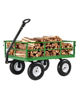1200 Lbs Steel Garden Cart, Heavy Duty Pullable Garden Wagon Yard Cart