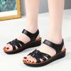 36-43 Sommer Damen Große Größen Mode Einfarbige Klettverschluss Dicksohlige Sandalen Bequeme Mama Schuhe