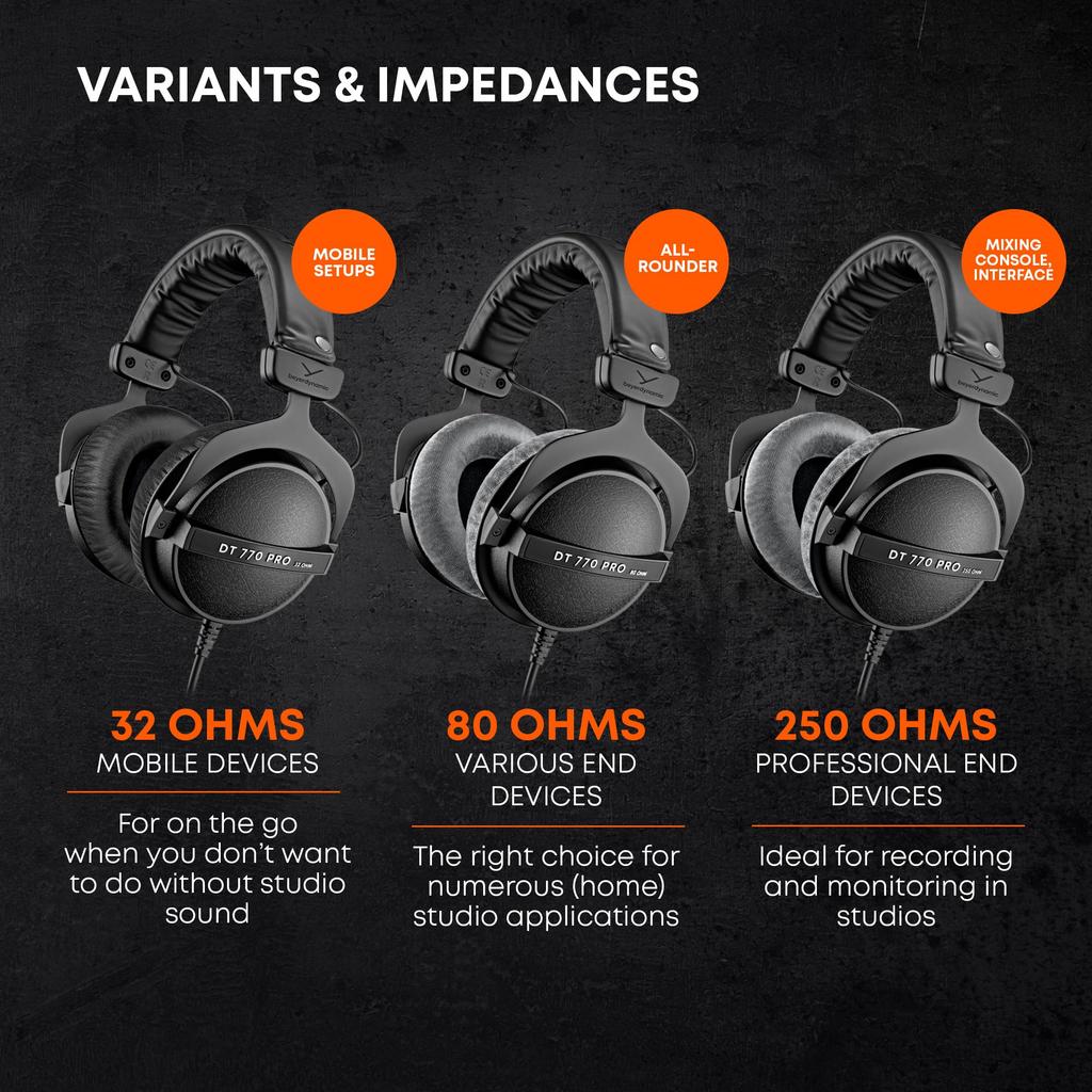 beyerdynamic DT 770 PRO 250 Headphones for Recording Monitoring Closed-back Over-ear