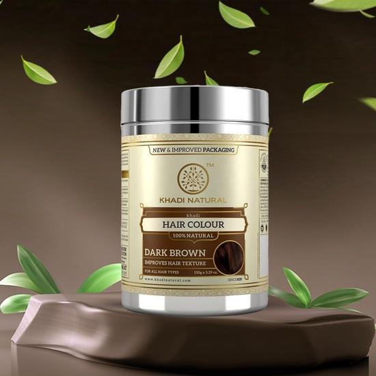 KHADI NATURAL Ciemnobrązowy kolor włosów | Ziołowy kolor włosów | Naturalny puder do włosów do ciemnobrązowych włosów | Odpowiedni do wszystkich typów włosów, 1 sztuka