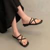 Fashion Fashion Women's Platform Sandals Summer 2024 Metal Decoration Cross Tied Square Toe Chunky Middle Heel Black Gold Silvery