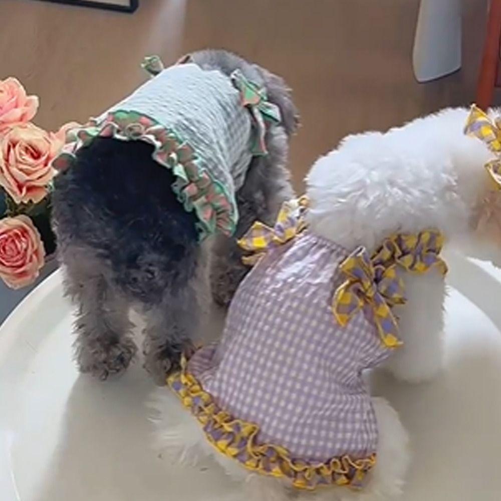 Fashion Dog Clothes Cute Pet Summer Princess Skirt Pet Supplies Pet Plaid Lace Vest  Spring