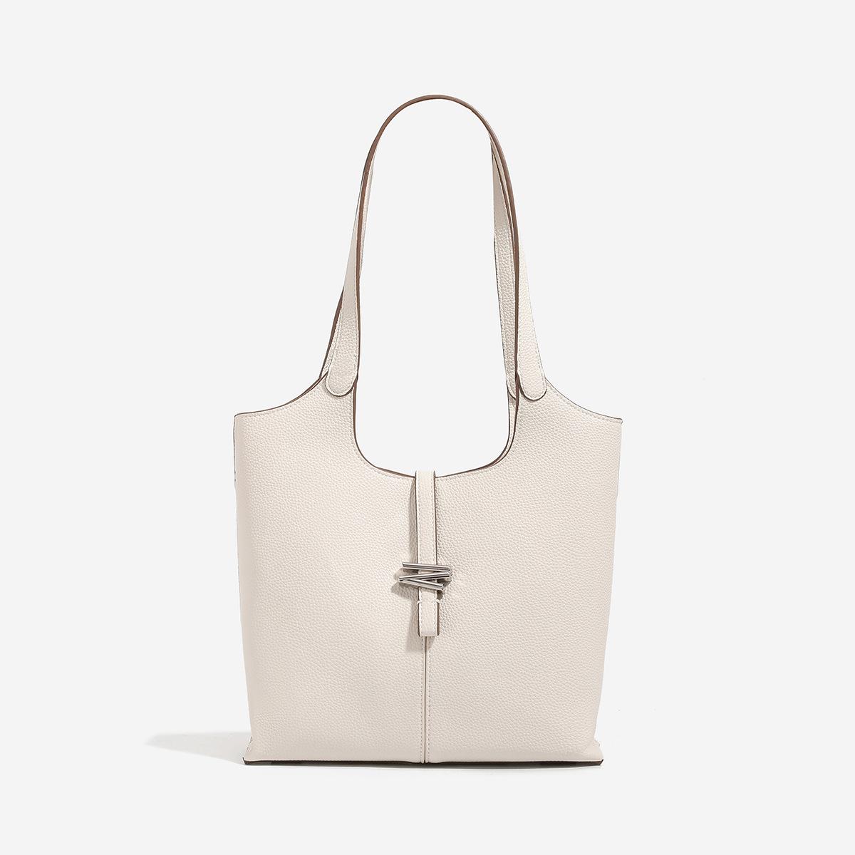 

Relaxing Wind Chime Series Litchi Pattern Tote Women s Bag New Simple Commuter Large Capacity Shoulder Bag