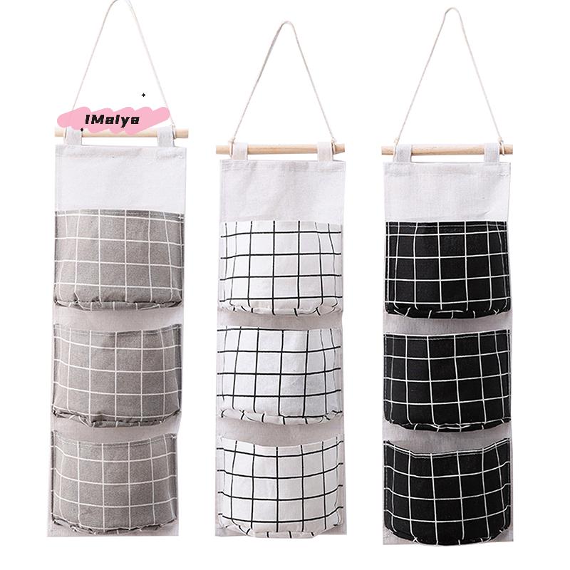 Wall Hanging Three-Pocket Storage Bag for Dormitory Home Organization - Efficient Space Saver for Closets And More