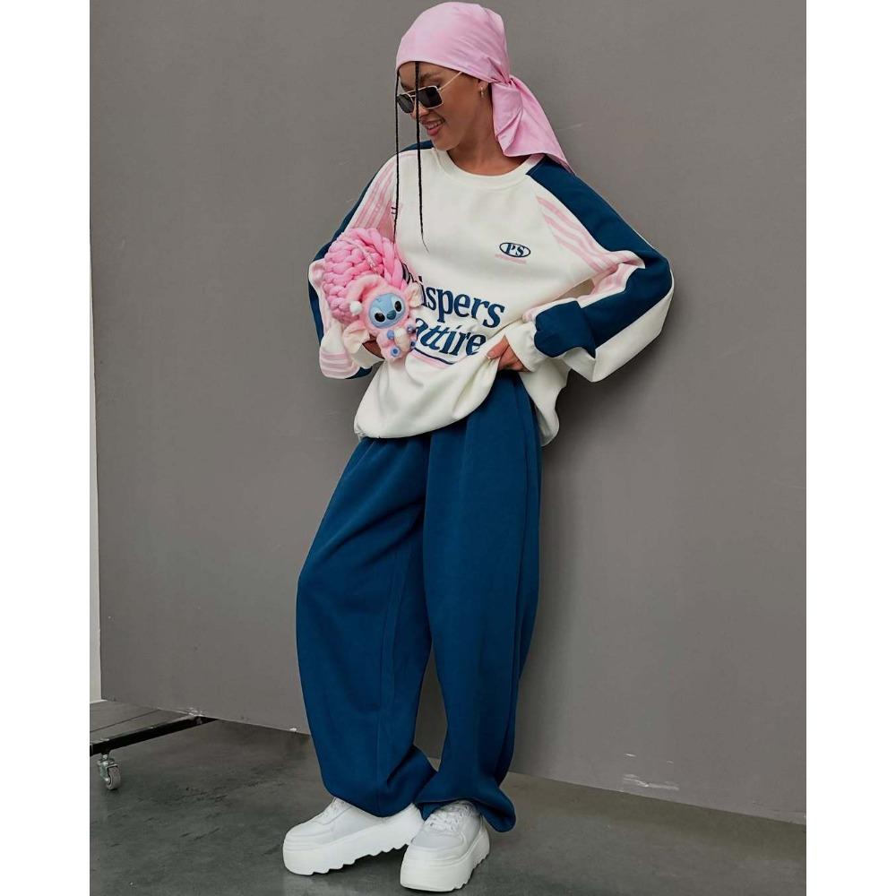 2025 Autumn New Suit Women's High-end Autumn and Winter Sweater Contrasting Color Splicing Trousers Two-piece Set