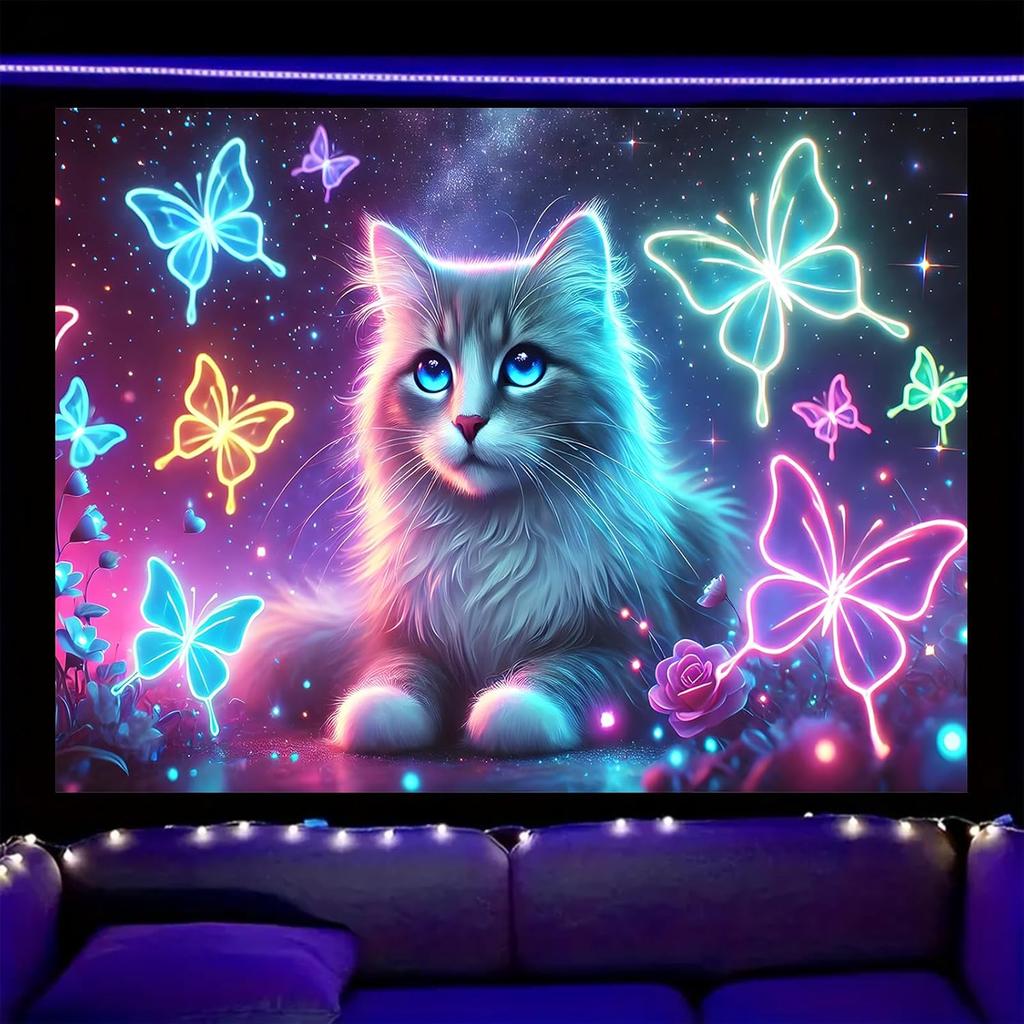 Nuxovilar UV Reactive Tapestry – Skull and Mushroom Scene Blacklight Wall Hanging, Enchanted Forest Glow Art for Bedroom and Living Room Decor,