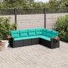 VidaXL Garden Lounge Set with Cushions 6 Pcs, Patio Sofas, Furniture Set, Outdoor Terrace Furniture, Black 3226841