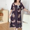 Women's Plus Size Ice Silk Nightdress - Summer Over-the-Knee, High-End, Loose Fit, Thin Section for Sizes Up To 300 Jin