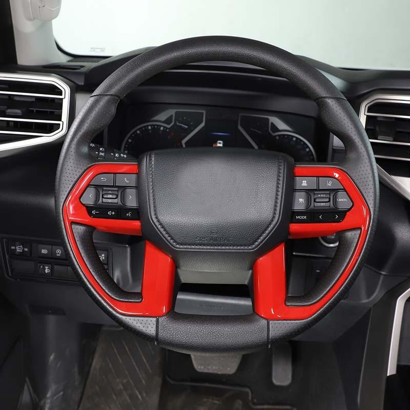For Toyota Tundra 22-23 For Toyota Sequoia 22- ABS Carbon Fiber Car Steering Wheel Frame Cover Trim Stickers Car Accessories
