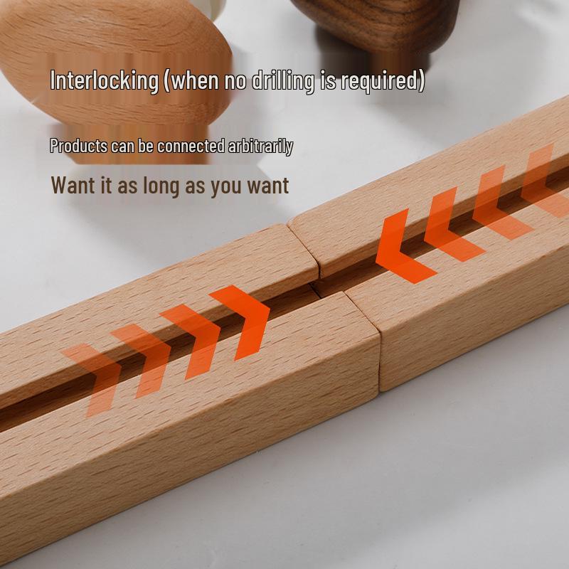 Solid Wood No-Punch Wall-Mounted Coat Hook