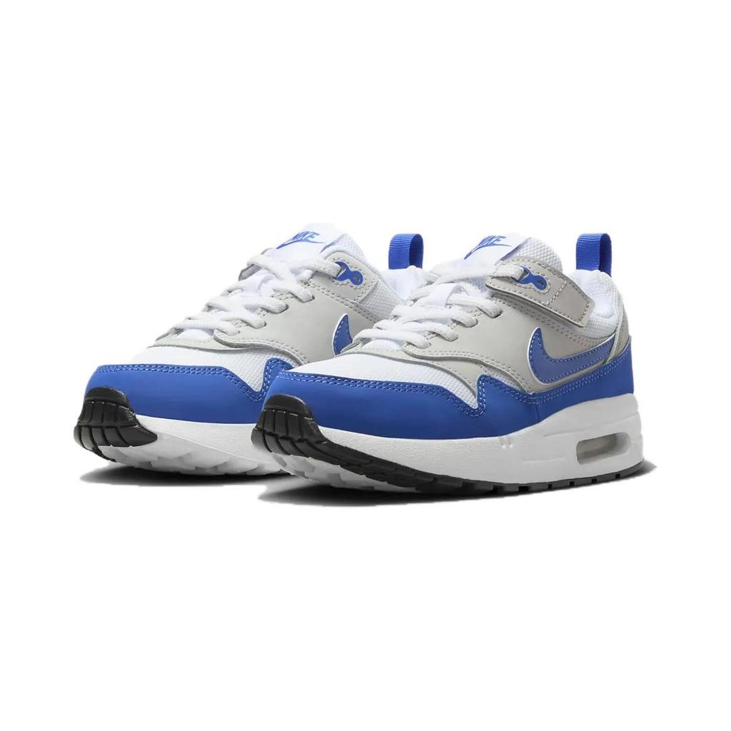Nike Air Max 1 EasyOn PreSchool 'Royal Blue' (Unisex) White / Neutral Grey / Black / Game Royal Kids' Running Shoes DZ3308 104