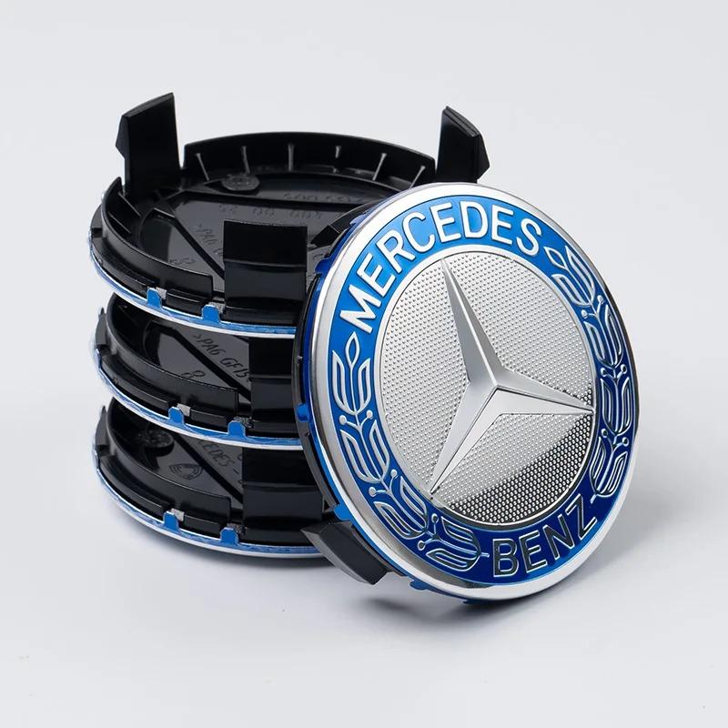 New 4 Pieces/Set Mercedes Benz AMG Wheel Center Hub Caps 75mm Diameter with Embossed Benz Emblem Tire Rim Covers for W203 W206 W220
