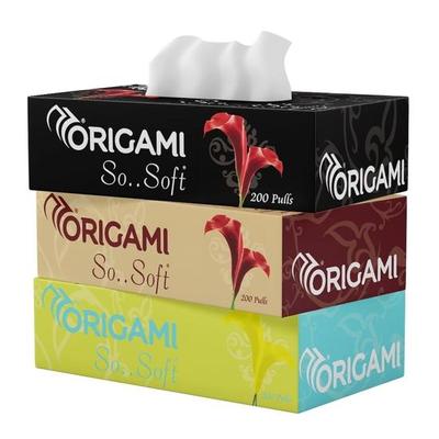 Origami 2-lagers ansiktsservettlåda | Bilservetter - 3-pack (200 Servetter Per Låda, 600 Ark)