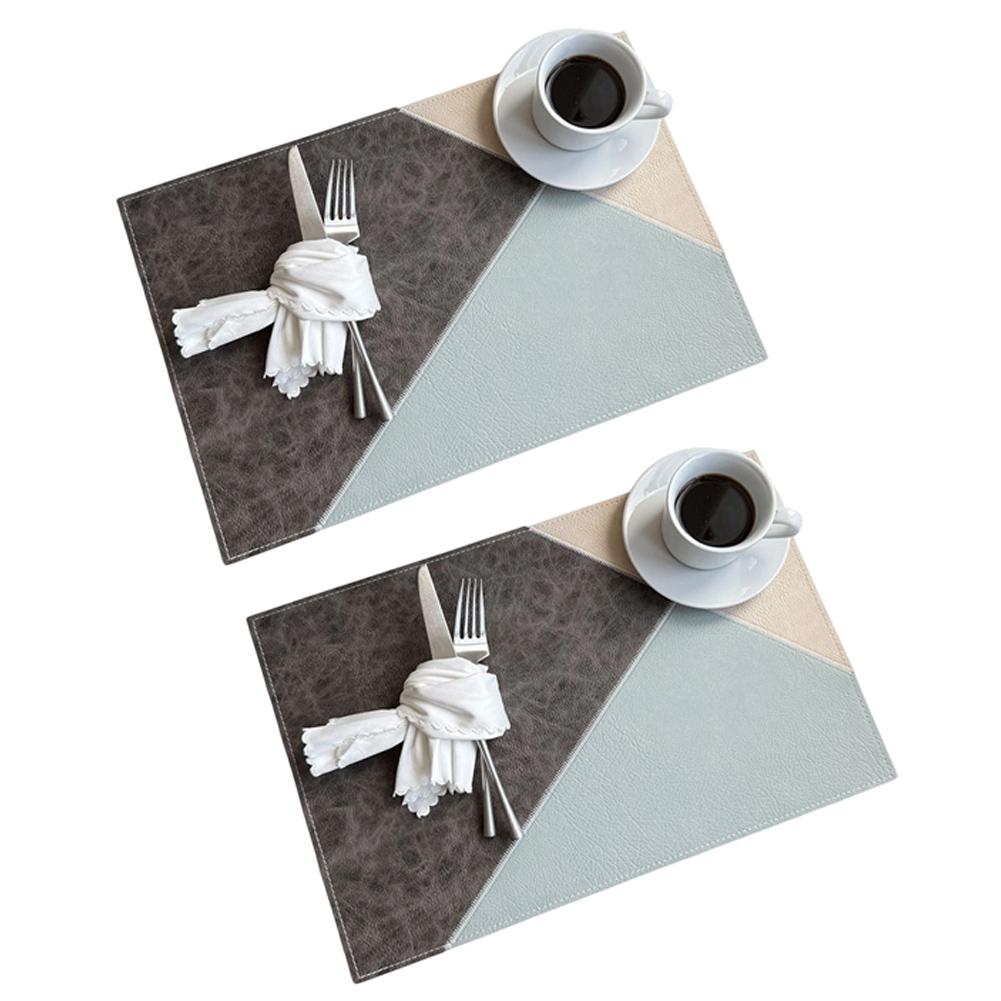 

2 Pcs Coloring Of The Dining Table 40*30cm Leather Placemats 18×12 Inches Wiped Clean Heat-resistant Waterproof Table Parts сірий