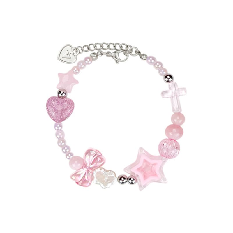 

VVV Point Star Ribbon Bead Bracelet Blue