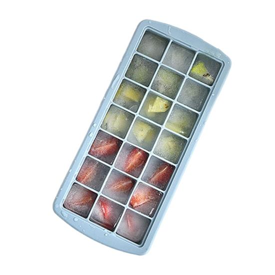 Ice Cube Tray with Lid 21-Cavity Large Square Silicone Ice Cube Mold Food-Grade Easy-Release Spill Proof Ice Cube Maker for Freezer
