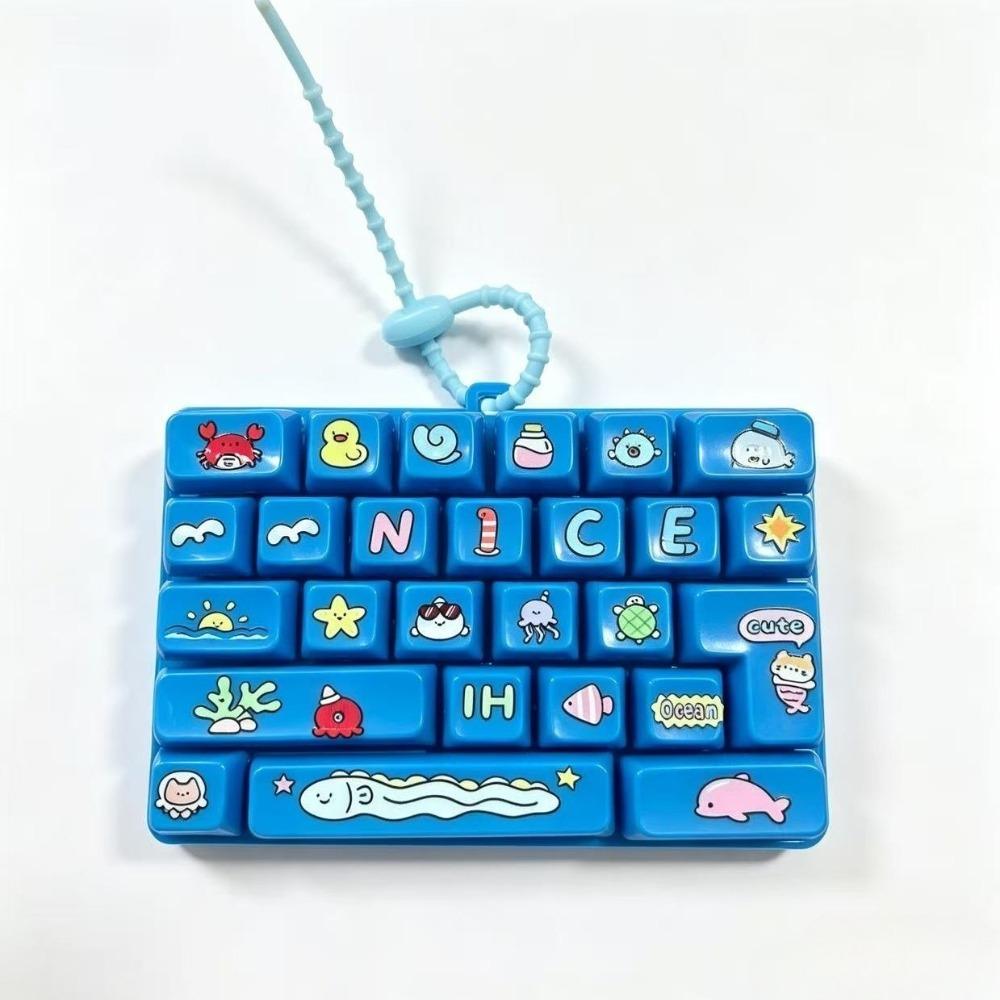 Cartoon 26-Key Keychain 26 Key Grid Keycap Clicker Mechanical Keyboard Keychain Bag Charm