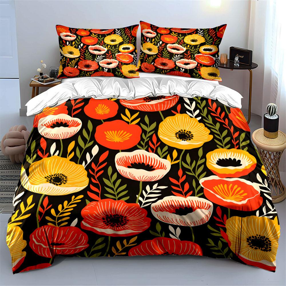 Floral Print Bedding Set Design  Kid'S And Adults' Bedroom Decor, Exquisite Three-Piece Bedding Set Gift