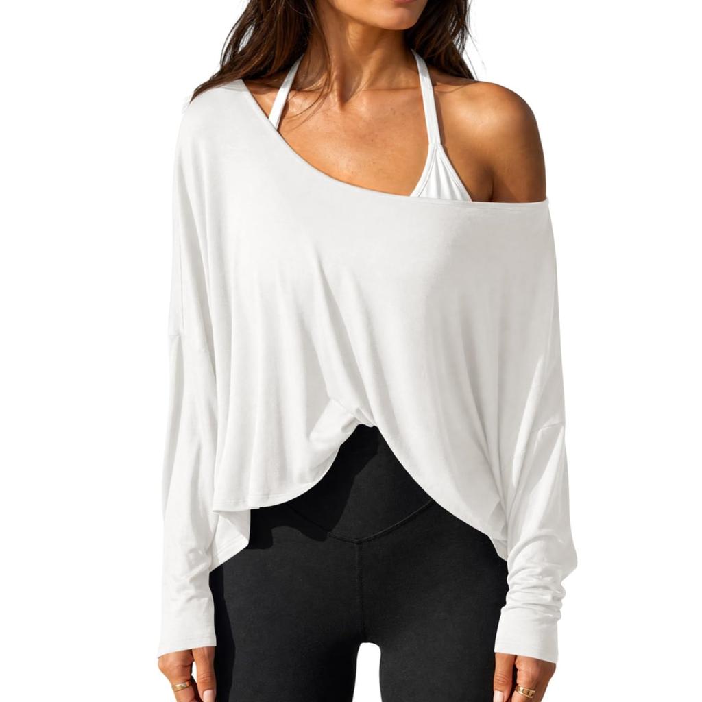 T-shirt da donna a maniche lunghe, casual, girocollo, colorata, per l'uso quotidiano