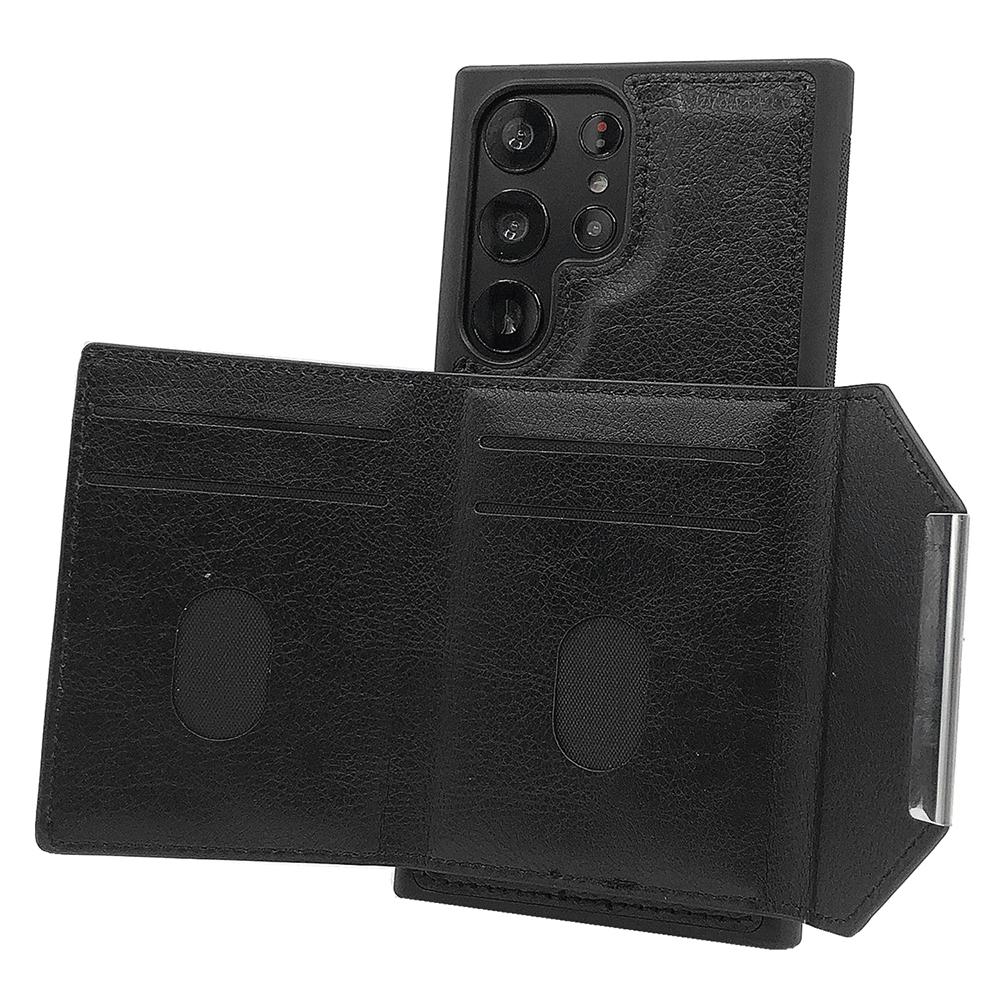 For Samsung Galaxy S25 Ultra Case Card Bag Kickstand TPU+PU Phone Cover