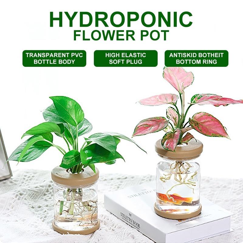 1Pc Transparent Hydroponic Vase Plastic Vase Simple Style Plant Flower Pot Flower Arrangement Home Decoration Tabletop Ornament