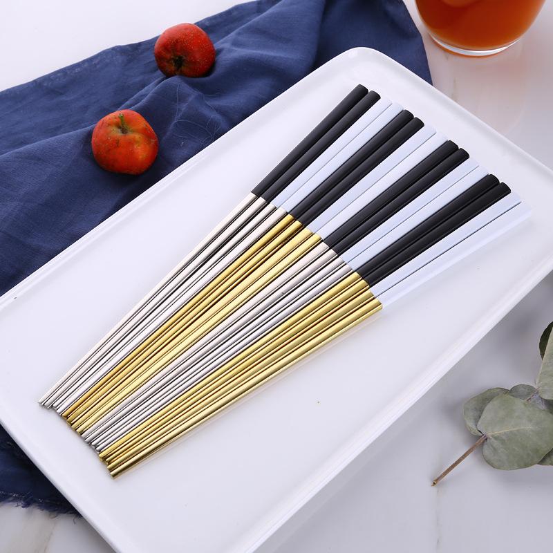 5pairs Wedding Party Chopsticks Durable Non-Slip Korean Chopstick Black Golden Chinese Chop Stick Sushi Dinnerware Japan Cutlery