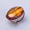 Tiger Eye Stone Eternity Electroformed Sacral Chakra Sisters Gift Ring Copper V-68