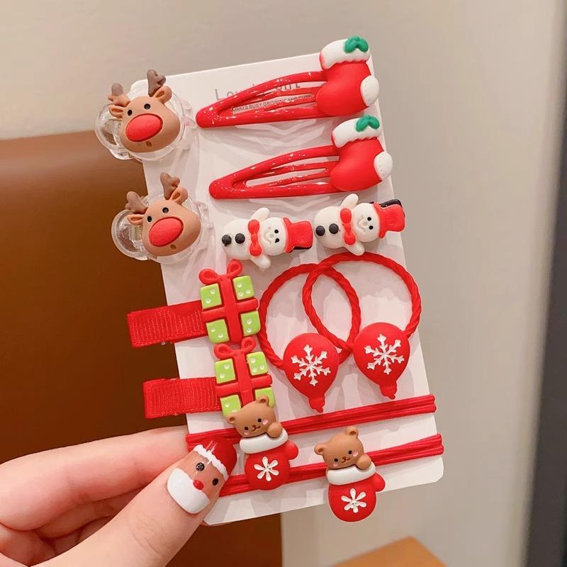 Vinter Nytt Konstnärligt Jul Hårklämma Set i Fem Delar för Barn, Söta Ren Hårklämmor, Sidohåraccessoarer för Bebisar