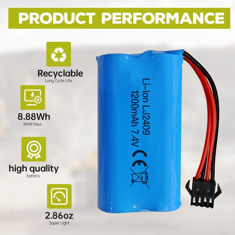 2PCS 7.4V 1200mAh Lithium Battery with SM-4P 4-Pin Plug for EC08 RC Boat RC Car Model Spare Battery