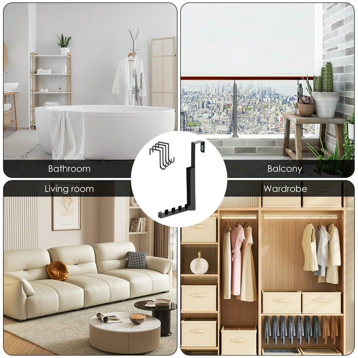 NewSoul Over The Door Hooks Hanger Foldable Over Door Drying Laundry Rack Hooks for Hanging Clothes with 4 Groves Over Door Towel Racks for Clothes