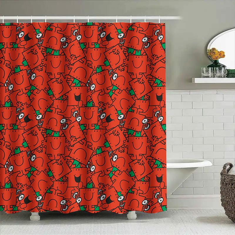 Adorable Red Cartoon Shower Curtain With Cute Animal Pattern For Bathroom Decor Universal Size 180X215Cm Free Shipping From Alie