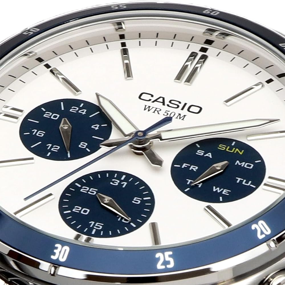 Casio Standard Quartz Men's Watch MTP-1374D-7A2V 24-Hour Display Silver Stainless Steel White Dial