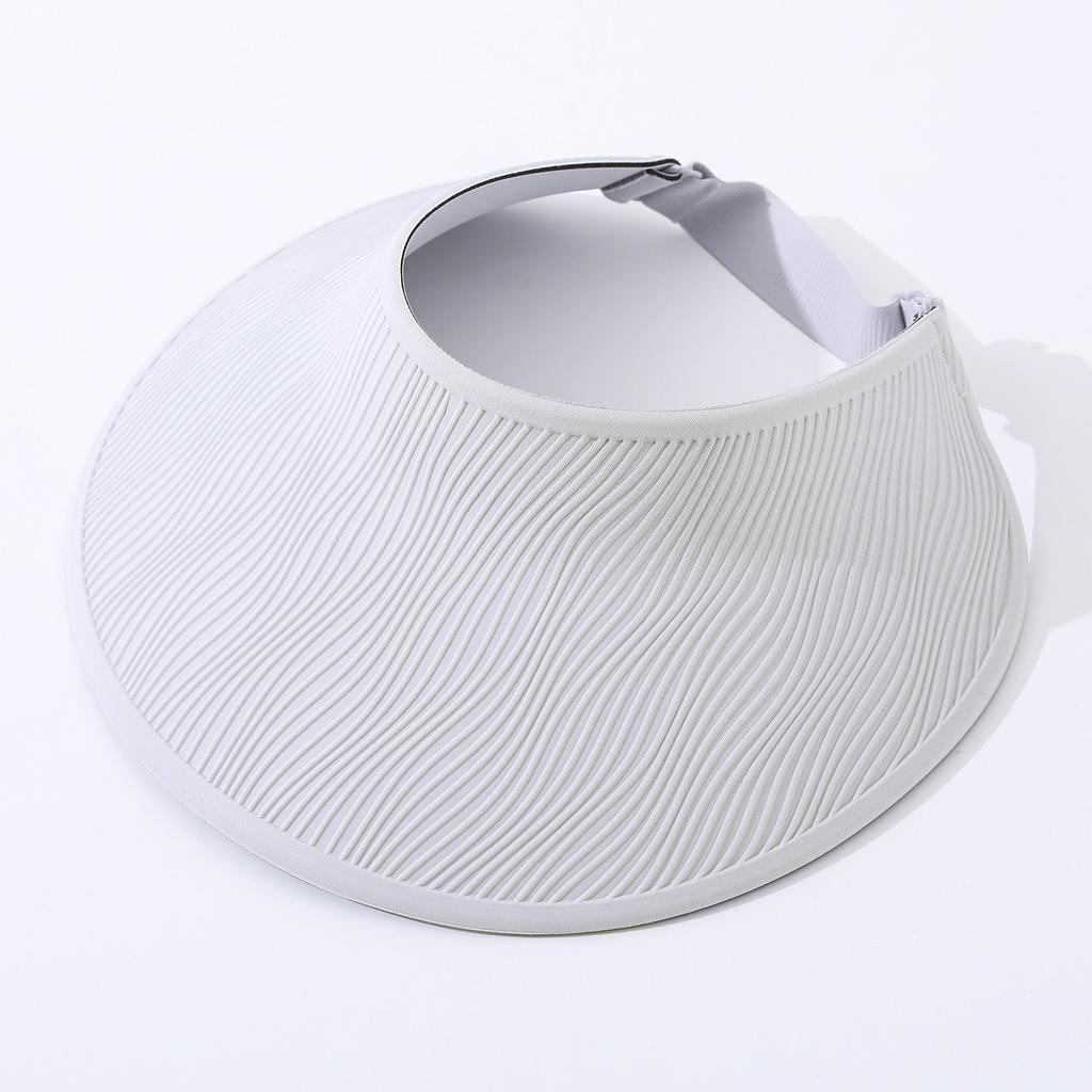 Simple open-top wave-pattern indentation adjustable wide-brim sun hat for summer outdoor activities, breathable open-top hat