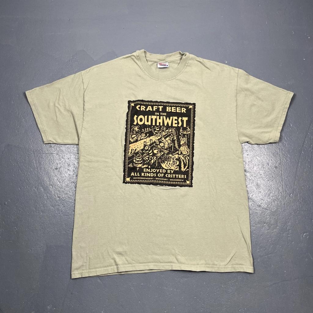 Vintage Craft Beer In The Southwest Graphic Tshirt Green XL Casual Animals VTG