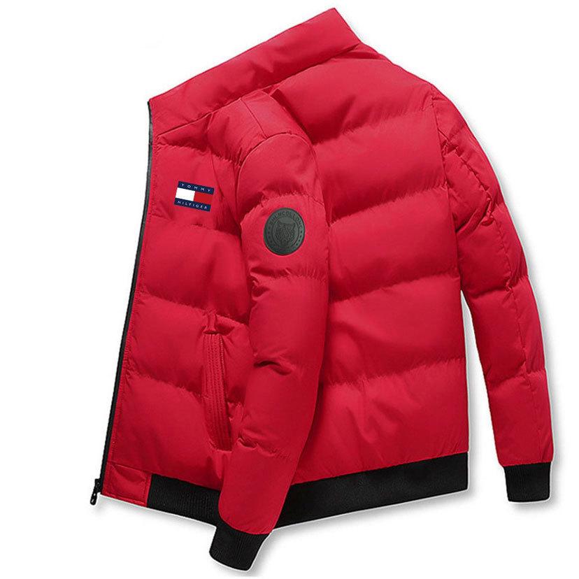 2024 Men's Stand Collar Winter Cotton Jacket - Thickened Cardigan with Zipper & Tiger Head Design