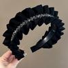 Wide Black Hairband Rhinestone Wrinkle Headband Retro Women Hair Hoop  Funeral