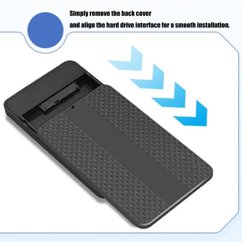 Portable 2.5inch SATAs Hard Drive Enclosure for SSDs HDDs No Screw Design ABS Construction