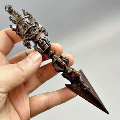 Vintage Hand Vajra Dorje Tibetischer Buddhismus Teufelsabwehrendes Artefakt Ritual Magischer Pferdekopfananhänger Halskette Schmuck Autodekoration