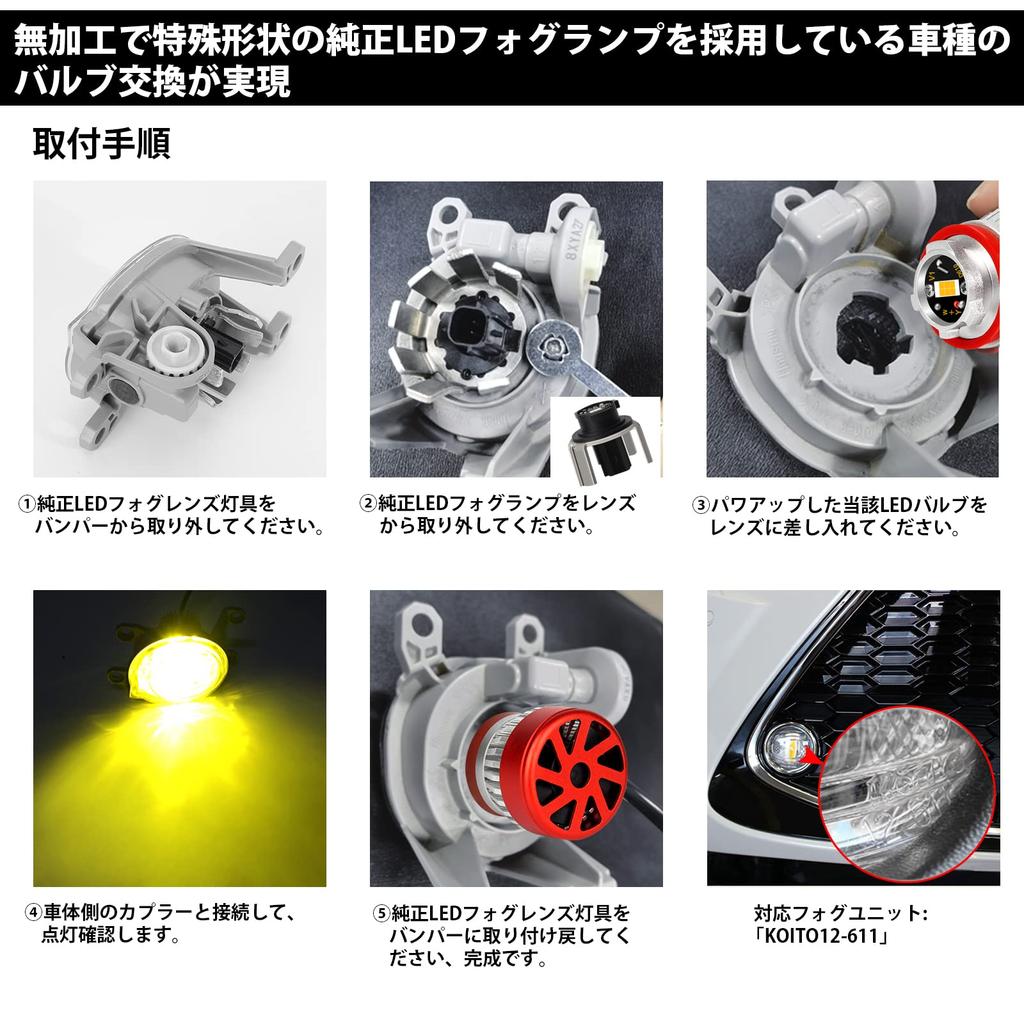 OPPLIGHT Replacement LED Fog Inspection Super Fits Toyota Hiace 7th Crown 220 Corolla Late Model 50 Harrier 80 Step Wagon Instruction Manual Set of 2