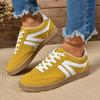 Yellow Women Sneakers 2024 Autumn Luxury Flat Loafers Comfortable Lace-up Soft Female Sneakers Lightweight Outdoor Shoes 35-43