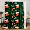 Christmas Pattern with Stockings & Candy Patterned Flannel Blanket Perfect for the Bedroom Living Room, Sofa, or a Little Nap