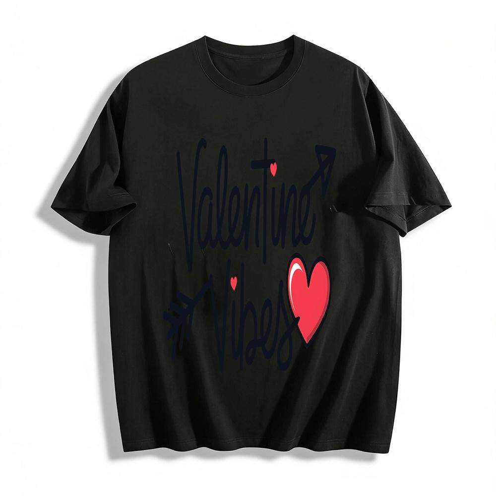 Valentine Vibes Cupid Arrow Heart Graphic Casual Tee Pure cotton T-shirt XXS