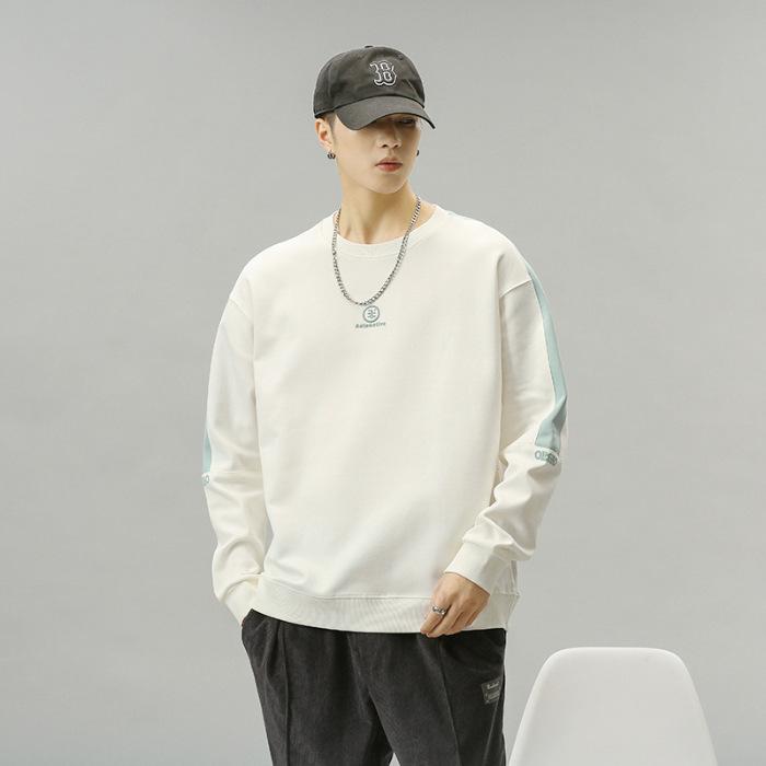 Осенний круглый вырез белый свитер мужской свободный корейский вариант букв повседневный — фото 7