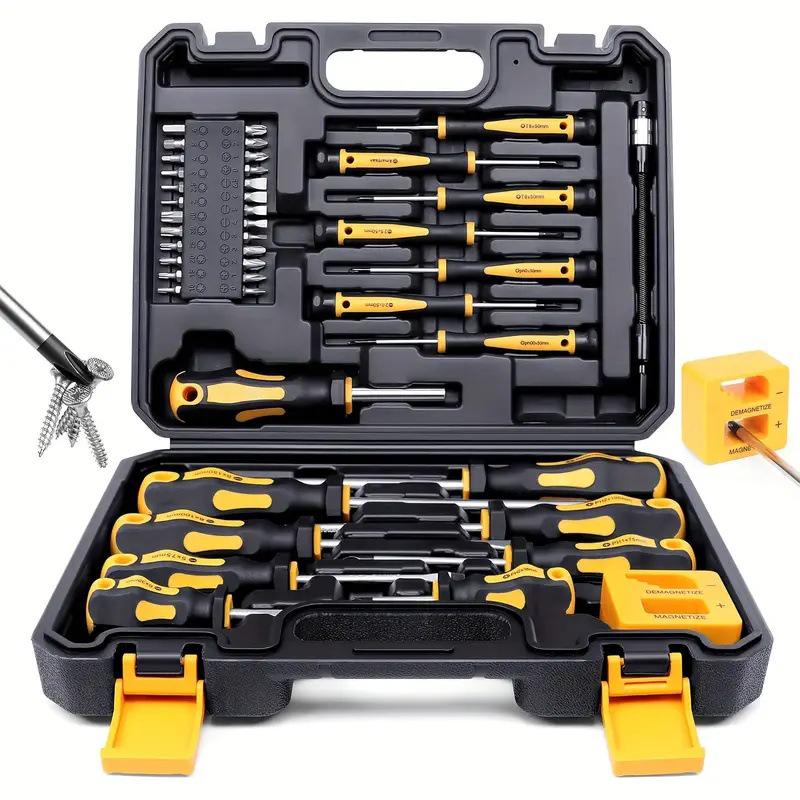 11-Piece Magnetic Screwdriver Set with Cross-Head Tips and Cushioned Grip