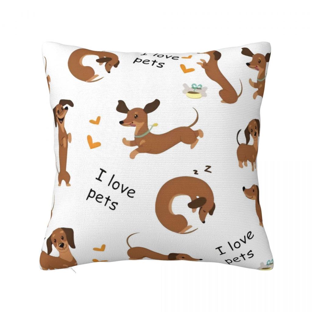 Dachshund Valentines Day Pillow Covers Polyester Home Dogs Animal Cushion Cover Cool Decorative Pillow Cover 4545