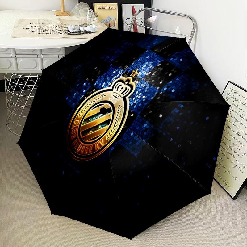 Golden Club Atletico Emblem Automatic Folding Umbrella - 8-Rib Travel Umbrella with Auto Open/Close & Portable Gifts for Holidays or Birthdays